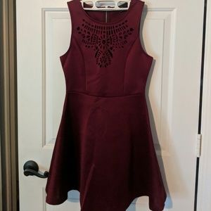 Iris Maroon Dress with cute chest cutout